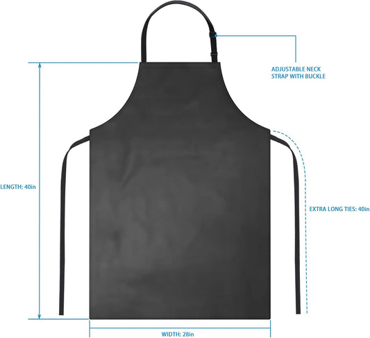 Waterproof Rubber Apron Adjustable Dishwasher Apron - Heavy Duty Work Apron