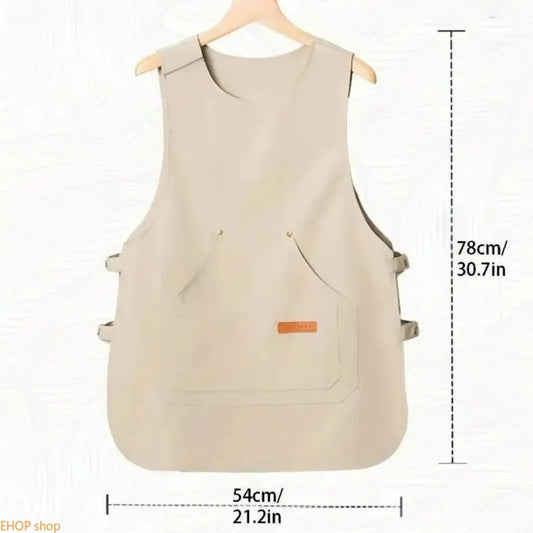 Women’s Waterproof Fabric Kitchen Apron - Plain, Adjustable Lace-Up Back, Stain Resistant, Durable Lightweight with Pockets - Unisex for Kitchen Use, Baking, Home Cleaning by Sohoch