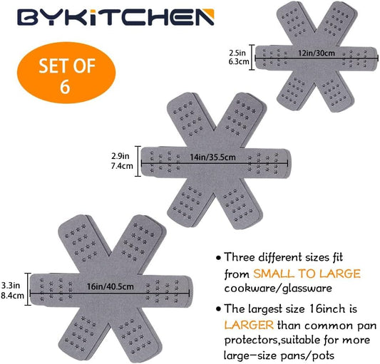 BYKITCHEN Felt Pot and Pan Protectors for Stacking, 3 Sizes, Separator Pads