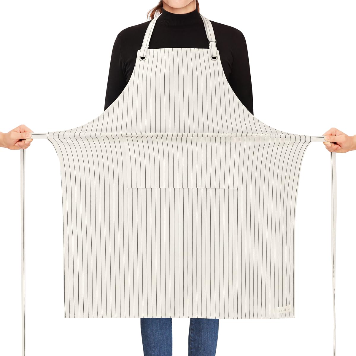 ROTANET Stripe Stretch Apron Chef Aprons for Men with 2 Pockets Waterproof