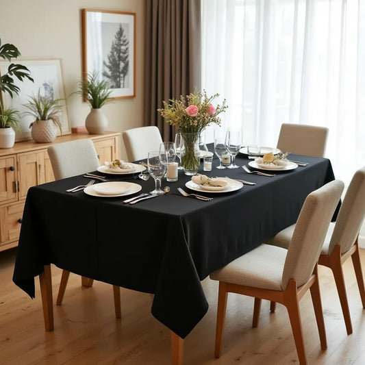sancua Rectangle Tablecloth, 60 x 84 Inch, Black