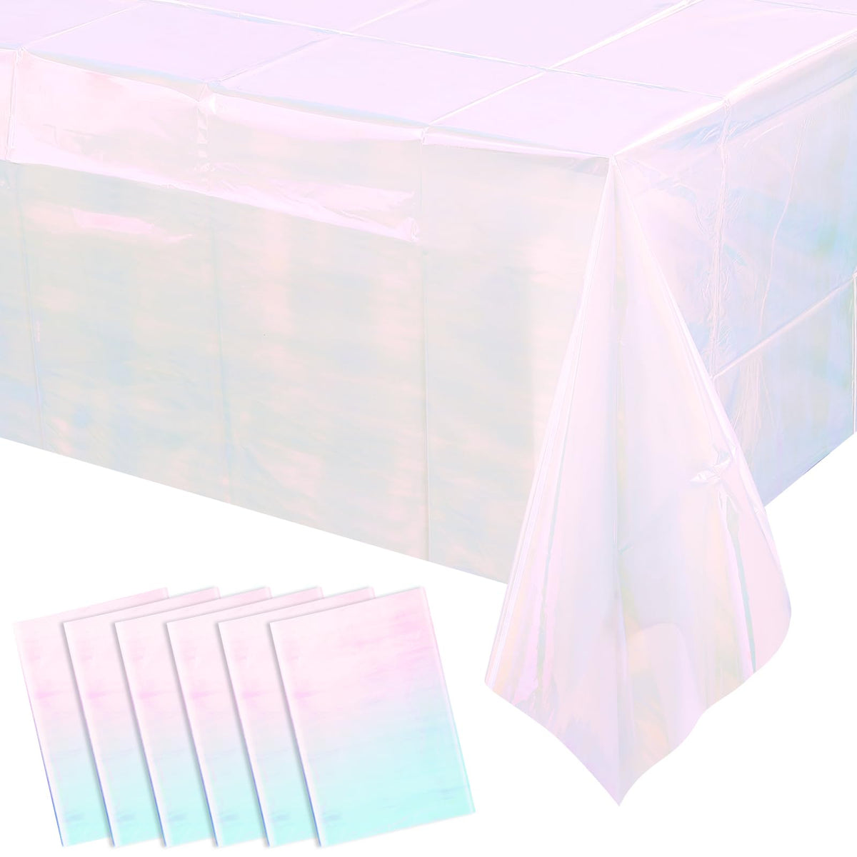 FunnyPars 4 Pack Iridescent Plastic Tablecloths, Disposable Table Covers