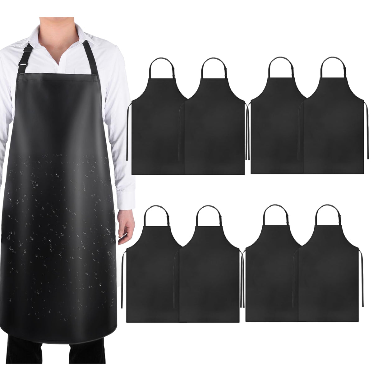 Waterproof Rubber Apron Adjustable Dishwasher Apron - Heavy Duty Work Apron