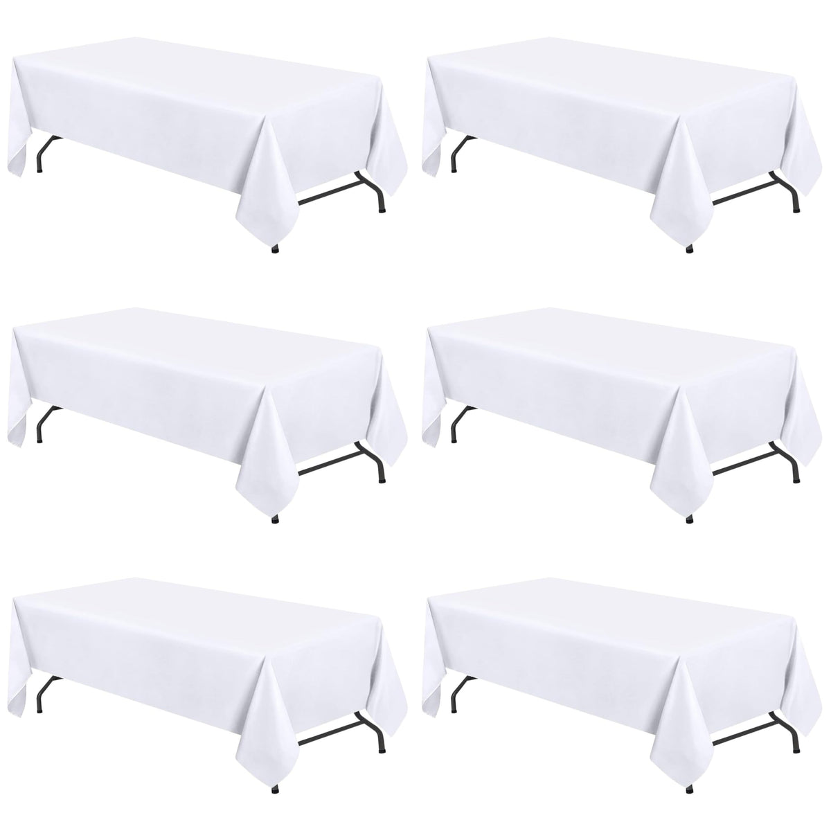 WEALUXE White Table Cloths for 6 Foot Rectangle Tables, 2-Pack, 60x102 inches, Water, Stain and Wrinkle Resistant, 200 GSM Washable Poly Fabric Tablecloths Rectangular, Elegant and Durable