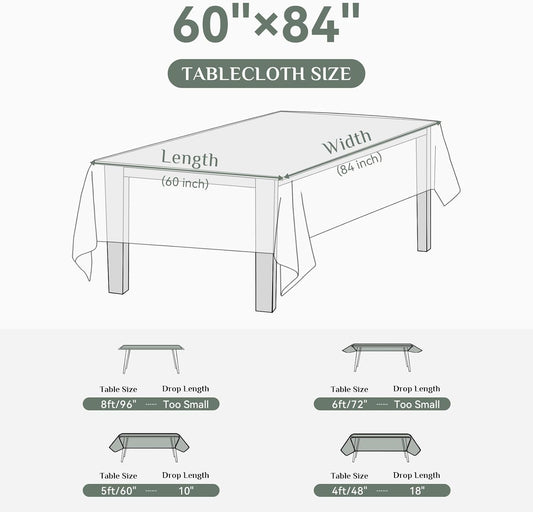 Softalker Rectangle Tablecloth, Waterproof Table Cloths Wrinkle Free Fabric Washable Polyester Table Cover for Dining Party Outdoor Camping Wedding - 60 x 84 inch, Black
