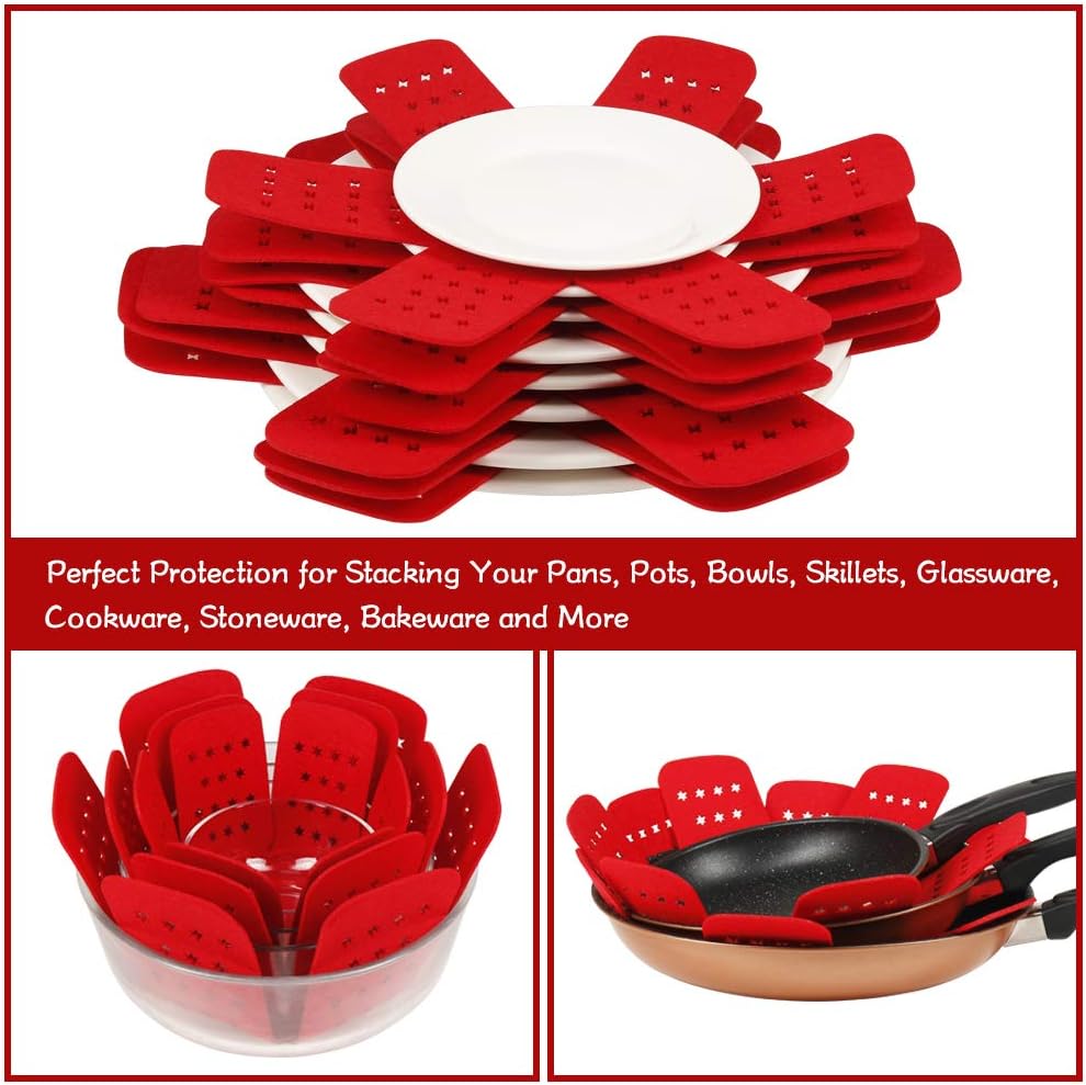 BYKITCHEN Pan Pot Protectors with Stars for Stacking, 12pcs & 3 Sizes