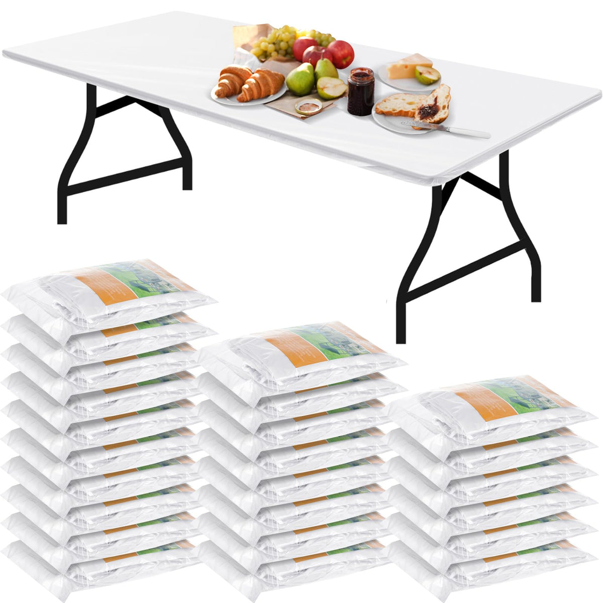 Boao 24Pcs Plastic Tablecloths, 8 Ft, 96 x 30 Disposable Table Covers Blue