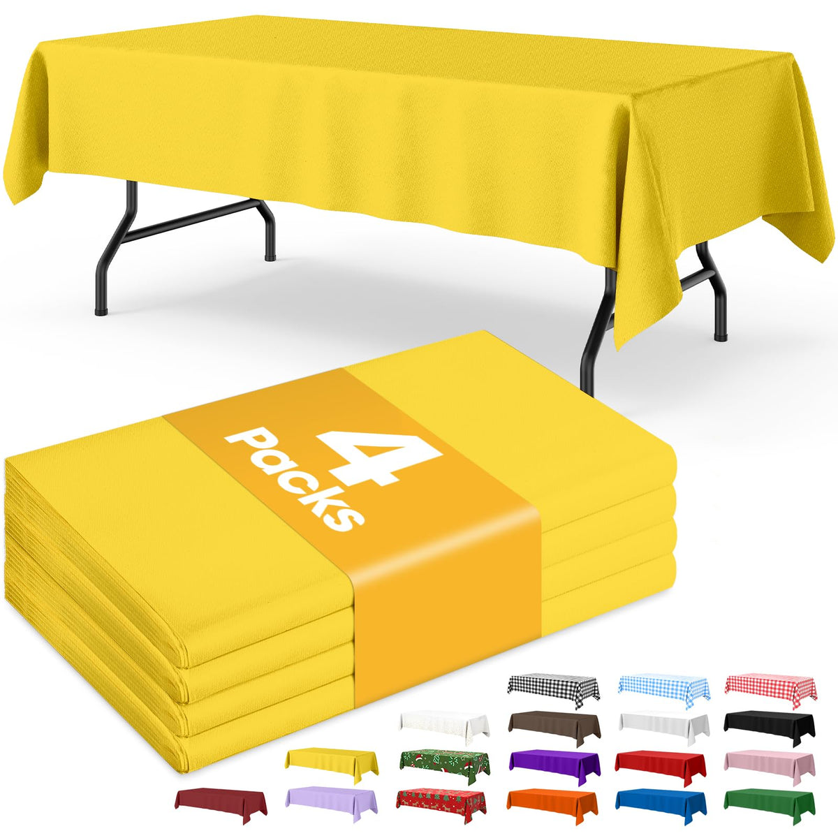 Niuara Black Plastic Table Cloth Disposable, 4 Pack, 54 x 108 in
