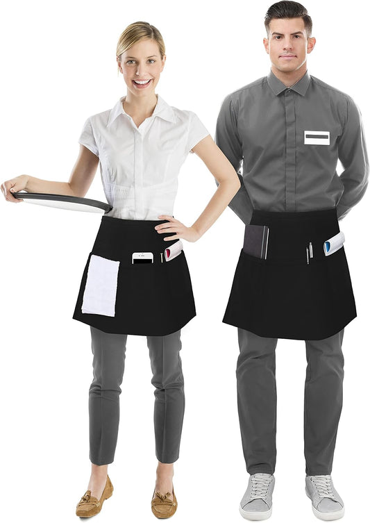 Utopia Wear Server Waist Aprons 12 Pack with 3 Pockets 100% Polyester
