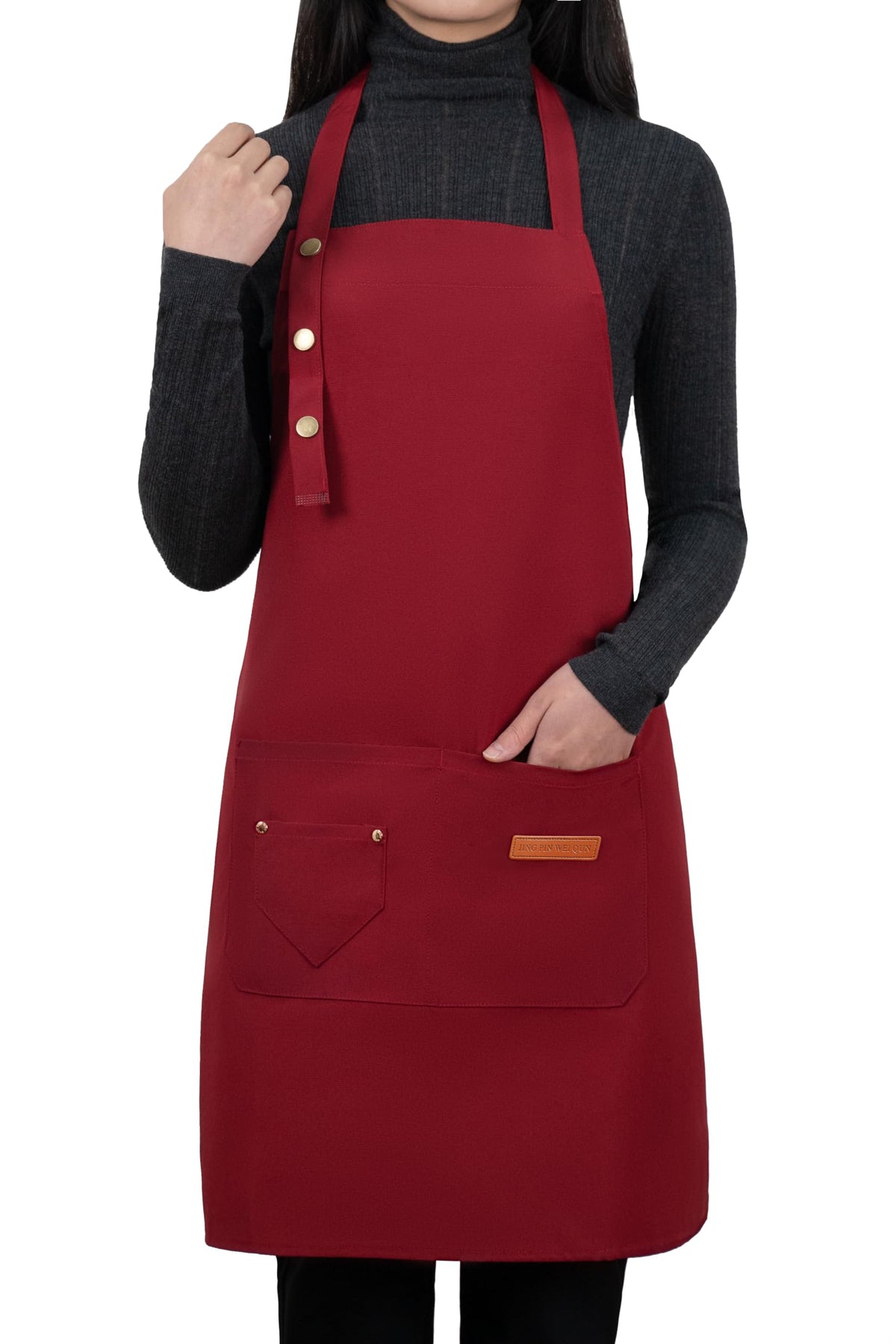 Apron for Men Women with Adjustable Straps and Large Pockets, Canvas Cotton Cooking Kitchen Chef Bib Aprons Waterproof Green