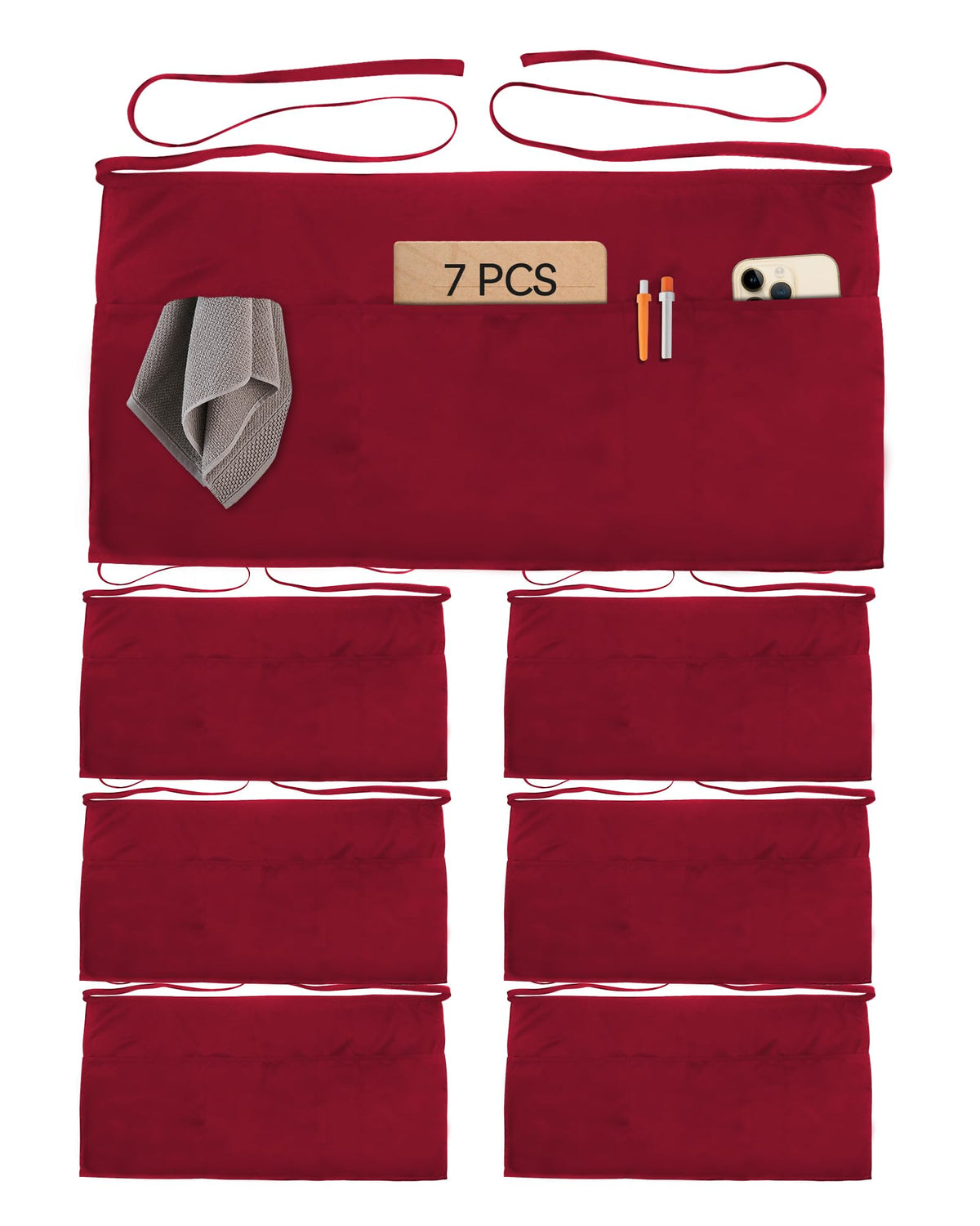 Xeoxarel Aprons with 4 Pockets (Available in 3 Pack / 7 Pack) 23.5'' X 11.5''