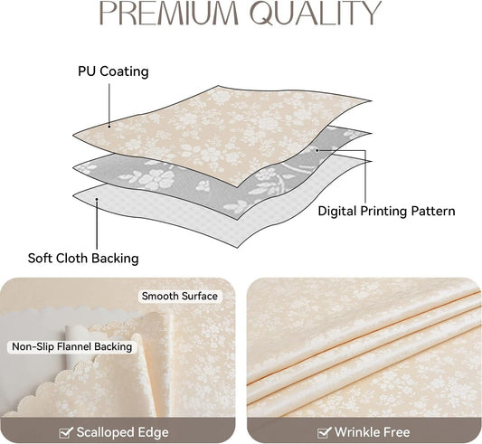 Romanstile Waterproof Vinyl Tablecloth Rectangle, 60 x 84 Inch, Rose Beige