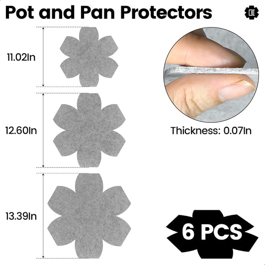 MOJOTORY Pot and Pan Protectors, 6 PCS in 3 Sizes