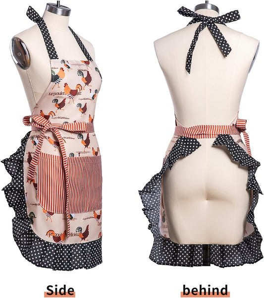 Women Kitchen Apron with Pockets for Cooking, Baking,Gardening