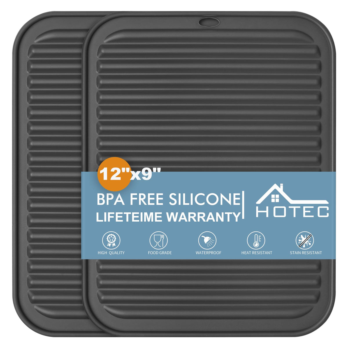 HOTEC 2-Pack Silicone Trivets, Dark Grey
