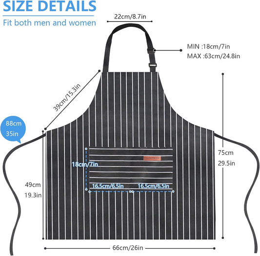 Adjustable Kitchen Aprons, Unisex, 2 Pack