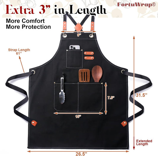 Chef Cotton Canvas Apron for Men Women with Pockets