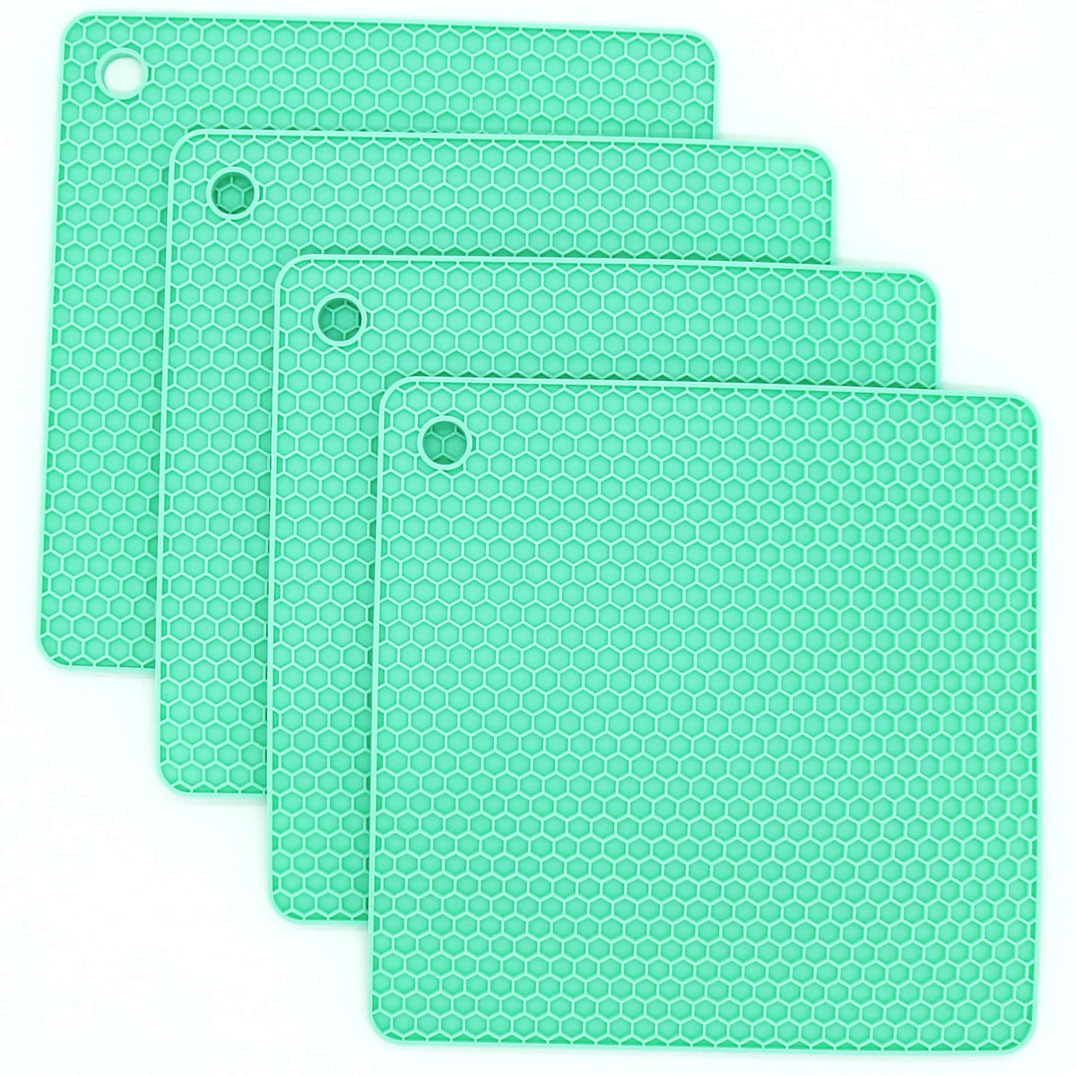 Silicone Trivets for Hot Dishes, Pots and Pans, Hot Pads for Kitchen, Dark Grey Silicone Pot Holders Mats for Kitchen Quartz Counter Heat Resistant Mat, Flexible Trivet Mat Set 4