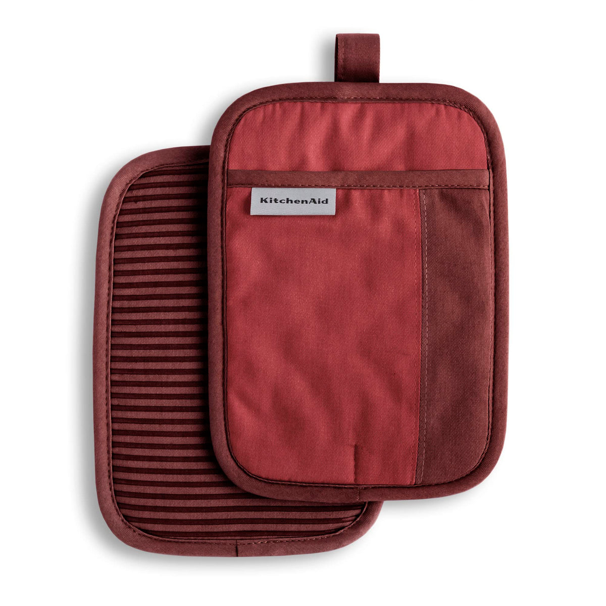 KitchenAid Beacon Two-Tone Non-Slip Pot Holder Set, Pistachio/Graphite Green, 7"x10", 2 Piece