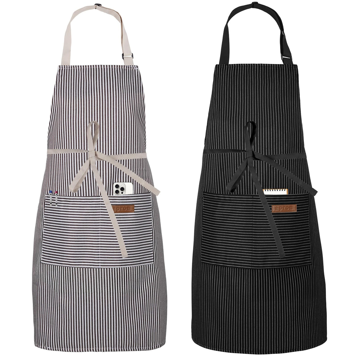 Serrenf 2 Pack Apron, Cooking Kitchen Aprons, Adjustable Bib Apron with 2 Pockets for Men Women Chef Apron