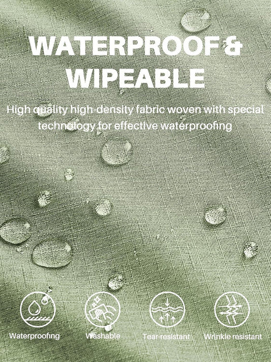 IVAPUPU Textured Linen Rectangle Table Cloth, Sage Green, 52 x 70 Inch