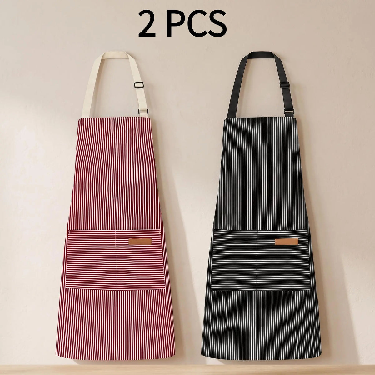 2 PCS Kitchen Cooking Aprons for Women and Men Adjustable Chef Apron with Pockets Multicolor -YY1