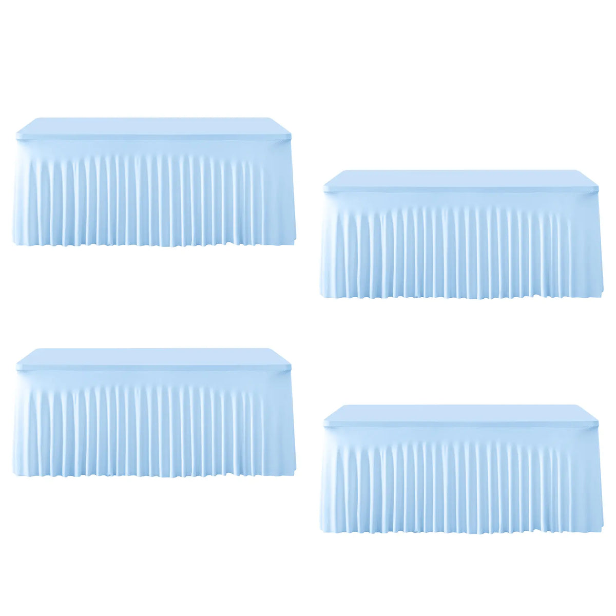 Sohochic 4-Pack Stretchy Elastane Spandex Tablecloth Set - Wrinkle-Free, Wrinklefree Look Covers for 4/6/8FT Rectangle Tables, Indoor Outdoor Decor for Wedding, Baby Shower, Birthday, Dessert Table Setup