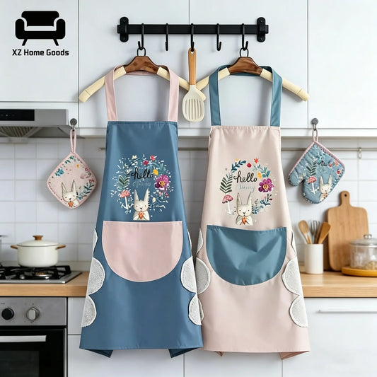 2 Pieces Kitchen Hand Cleaning Apron, Kitchen Home Apron, Oil Resistant, Waterproof, For Men And Women, Adult Waist, Fashionable Coffee Monkeys, Hand Cleaning Apron