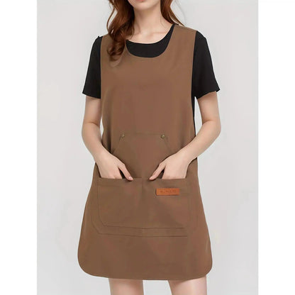 Women’s Waterproof Fabric Kitchen Apron - Plain, Adjustable Lace-Up Back, Stain Resistant, Durable Lightweight with Pockets - Unisex for Kitchen Use, Baking, Home Cleaning by Sohoch