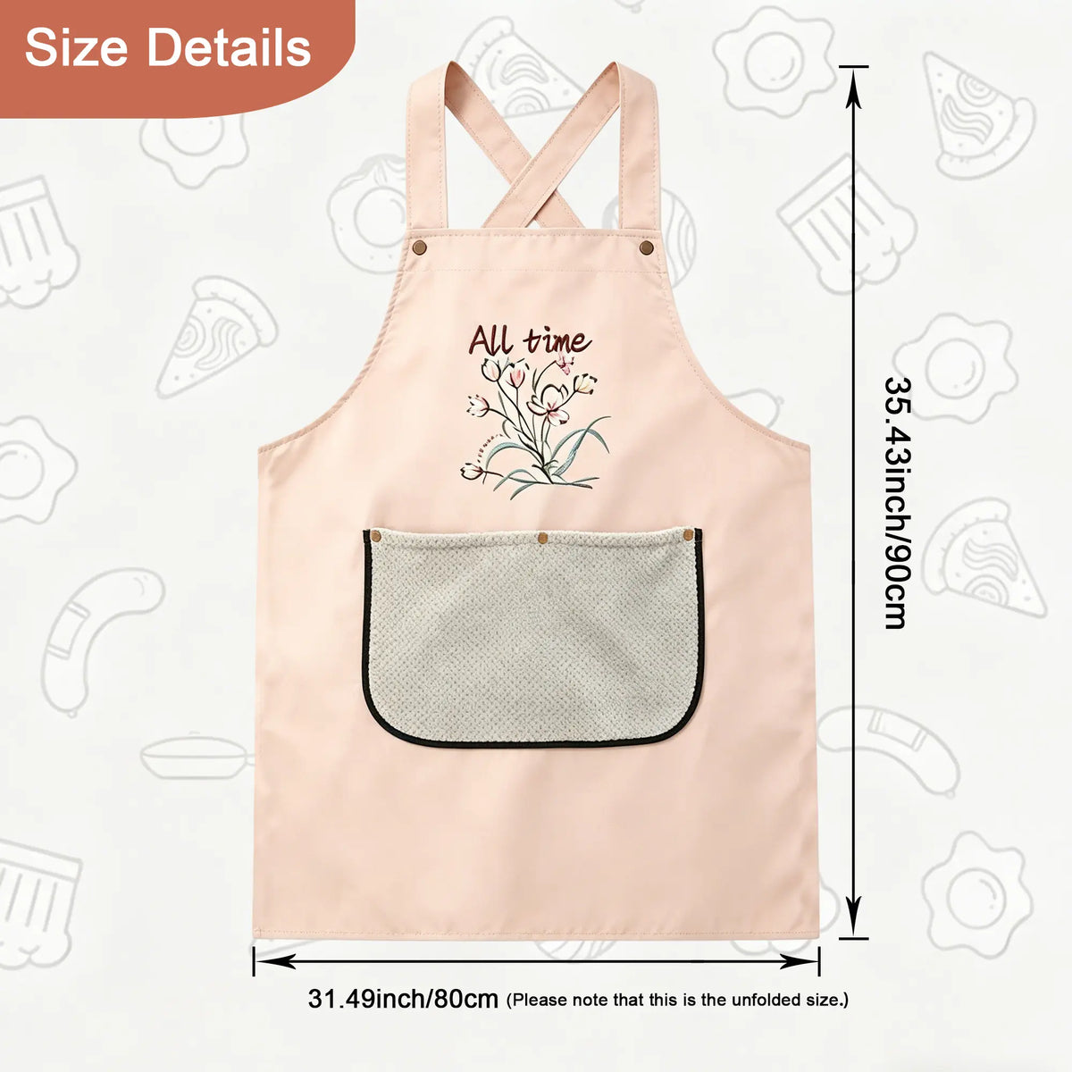Middle Size Kitchen Apron With Towel, Dirt Resistant ,Waterproof Apron,Floral Print,for Kitchen,Garden,Flower Shop,Aquatic ects,Gift for Grandma,Mom,Girlfriend