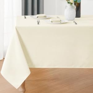 Veblandy Rectangle Tablecloth Linen Textured Waterproof & Stain Resistant Table Cloth Wrinkle Free Decorative Fabric Farmhouse Table Cover for Dining/Party/Buffet/Wedding, 60 x 104 Inch, Sage Green