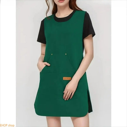 Women’s Waterproof Fabric Kitchen Apron - Plain, Adjustable Lace-Up Back, Stain Resistant, Durable Lightweight with Pockets - Unisex for Kitchen Use, Baking, Home Cleaning by Sohoch