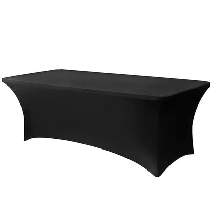 6FT Black Table Cloth - 2 Pack Fitted Stretch Rectangle Spandex Tablecloth, Washable Table Cover for Party, Picnic, Wedding, Banquet, Birthday and Festival(30" x 72")