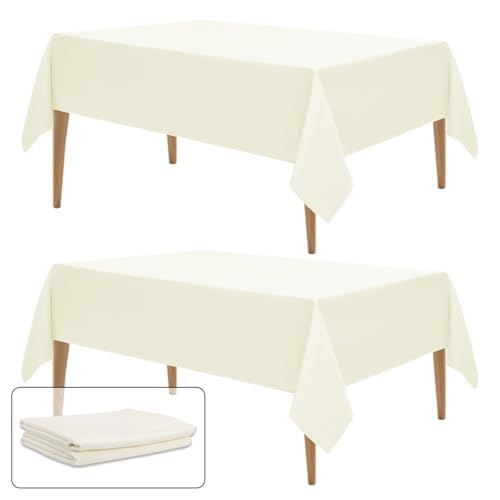 DRESSMAKER 2 Pack White Table Cloth Rectangle 60X102 Inch Fit 6FT Table