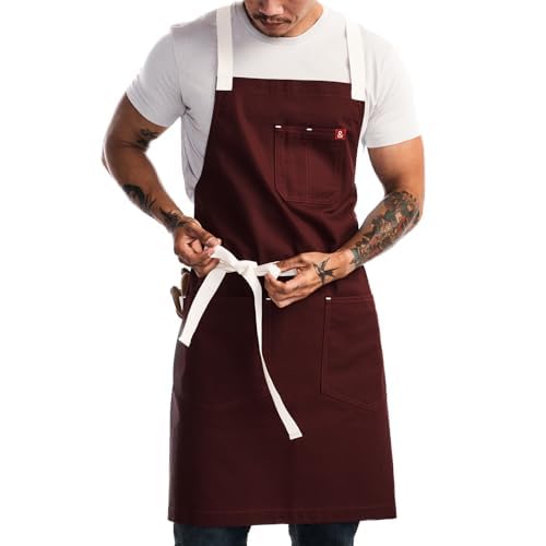 hedley & bennett Crossback Chef Apron, Pockets & Towel Loop, Midnight Blue