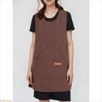 Women’s Waterproof Fabric Kitchen Apron - Plain, Adjustable Lace-Up Back, Stain Resistant, Durable Lightweight with Pockets - Unisex for Kitchen Use, Baking, Home Cleaning by Sohoch
