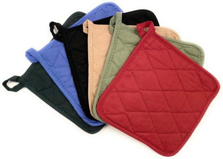 12 Pack Square Pot Holders 100% Cotton Heat Resistant Hotpads for Cooking Kitchen Potholder Set Trivet for Cooking Baking Camping House with Hanging Loops, Size: 8x8inch, Machine Washable