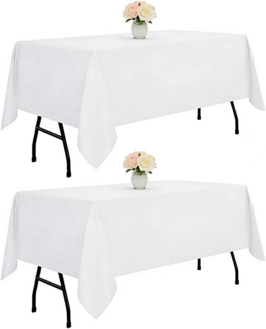 DRESSMAKER 2 Pack White Table Cloth Rectangle 60X102 Inch Fit 6FT Table