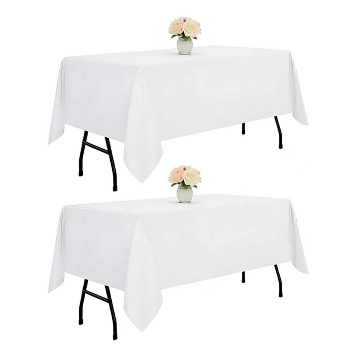 DRESSMAKER 2 Pack White Table Cloth Rectangle 60X102 Inch Fit 6FT Table