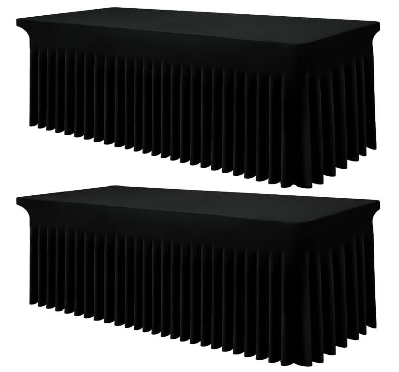 Smiry Spandex Elastic Fitted Table Cloth Skirt for 6FT Rectangle Table