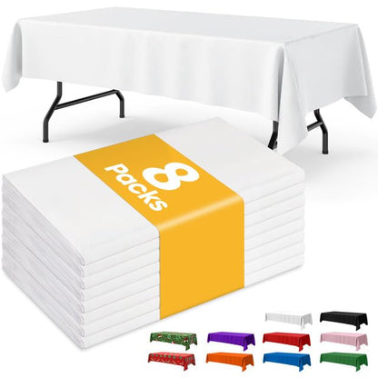 Niuara Black Plastic Table Cloth Disposable, 4 Pack, 54 x 108 in
