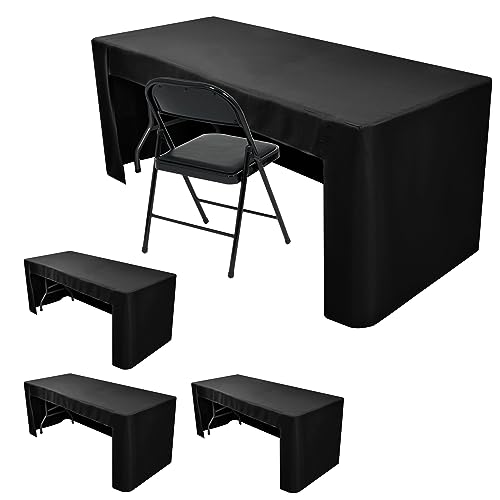 Black Tablecloths For 6 ft Rectangle Table With Open Back for Vendor 2 Pcs