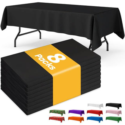 Niuara Black Plastic Table Cloth Disposable, 4 Pack, 54 x 108 in