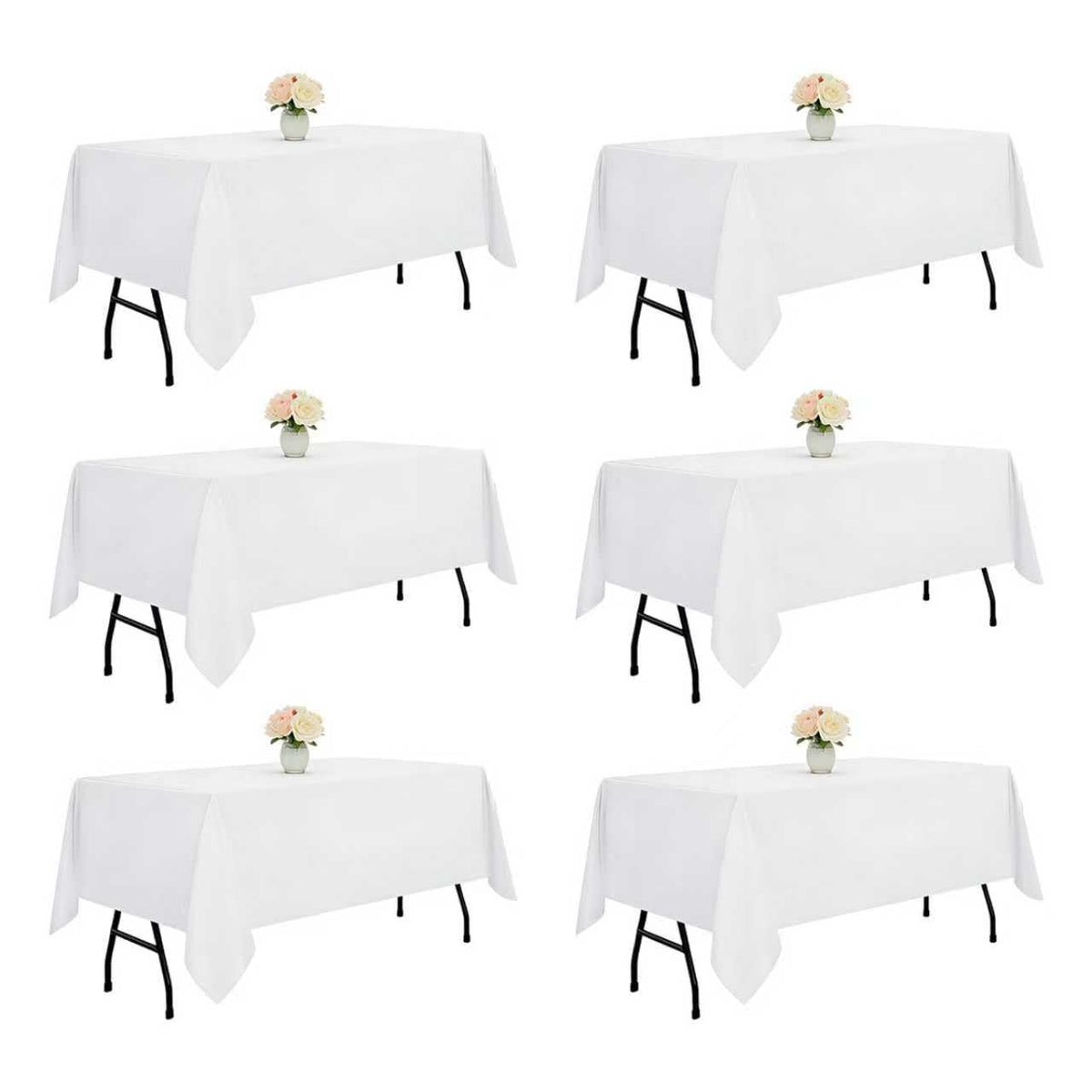 DRESSMAKER 2 Pack White Table Cloth Rectangle 60X102 Inch Fit 6FT Table