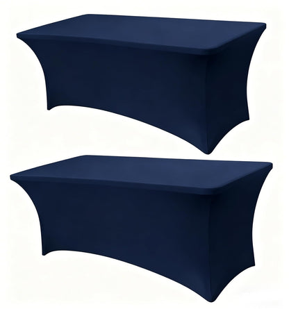 6FT Black Table Cloth - 2 Pack Fitted Stretch Rectangle Spandex Tablecloth, Washable Table Cover for Party, Picnic, Wedding, Banquet, Birthday and Festival(30" x 72")