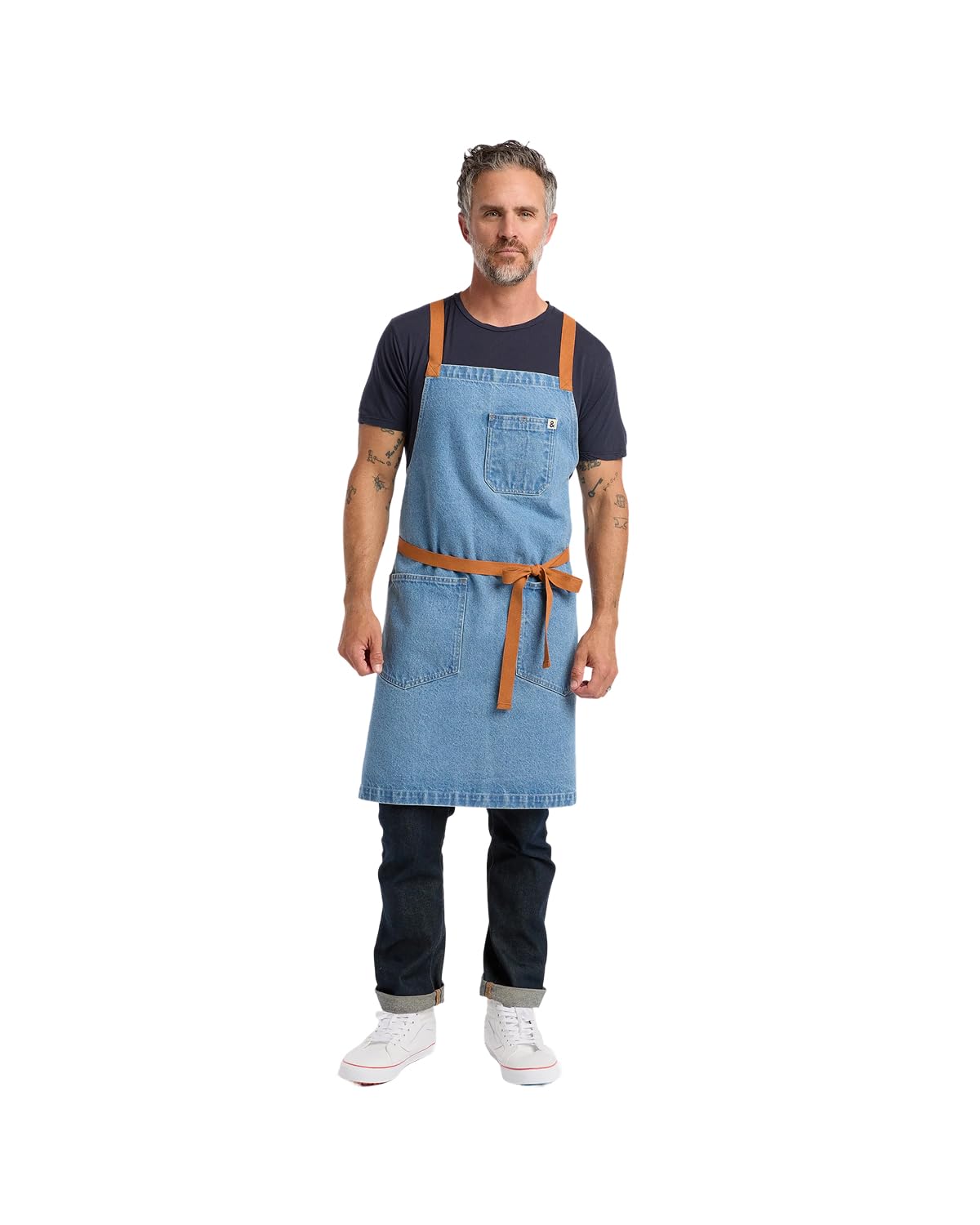 hedley & bennett Crossback Chef Apron, Pockets & Towel Loop, Midnight Blue