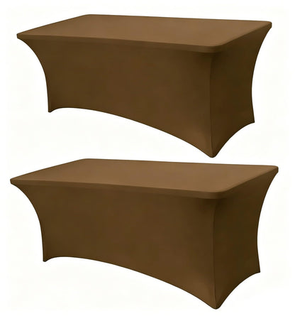 6FT Black Table Cloth - 2 Pack Fitted Stretch Rectangle Spandex Tablecloth, Washable Table Cover for Party, Picnic, Wedding, Banquet, Birthday and Festival(30" x 72")