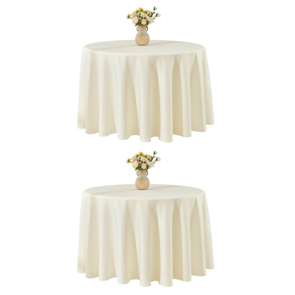 VidaFete 6 Pack 120inch Round Tablecloth Polyester Table Cloth, White