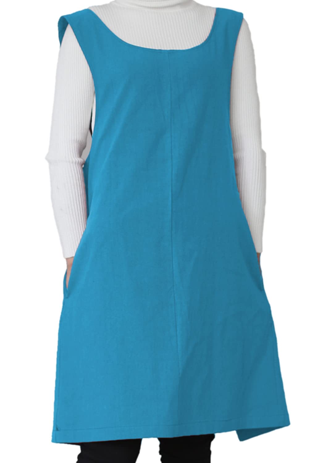 Cotton Linen Japanese Apron Halter Cross Back Bandage X Shape Aprons Two Pockets