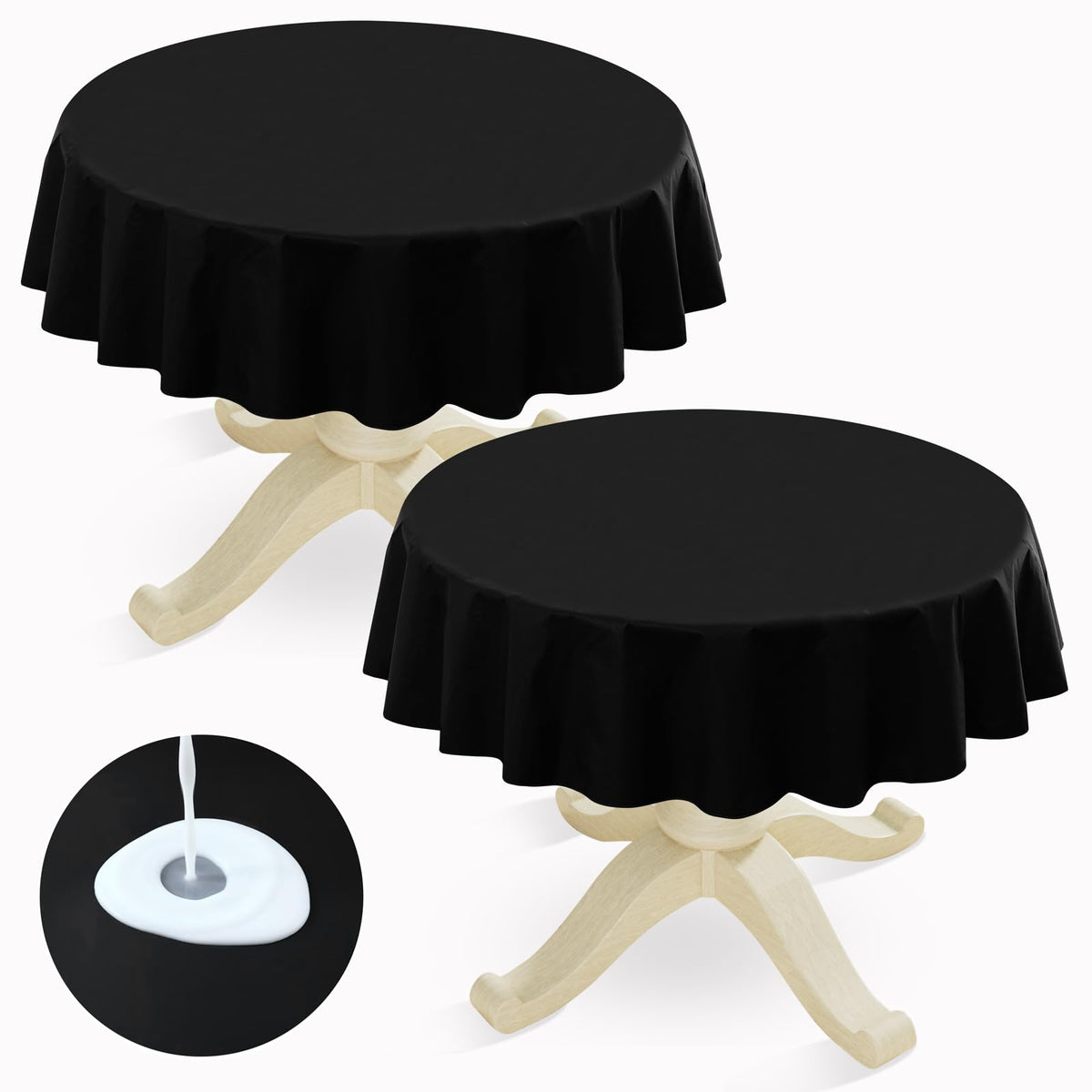 homing Rectangle Black Vinyl Waterproof Tablecloth with Flannel Backed
